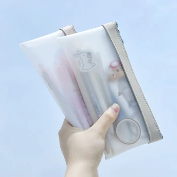INS Канцелярский Органайзер, Корейската мода, чанта за химикалки, Обикновен Прозрачен молив случай от TPU, Ученически пособия, Преносим калъф за моливи за деца