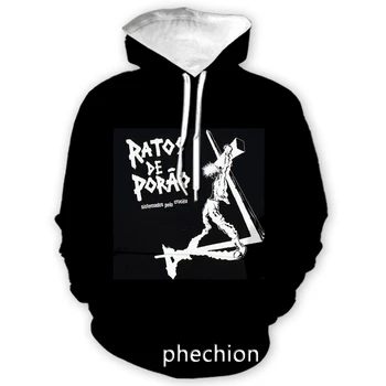 phechion, Новост, Мъжки/Женска рок група RATOS DE PORAO, блузи с 3D принтом и дълъг ръкав, Ежедневни блузи, Свободен спортен пуловер A152
