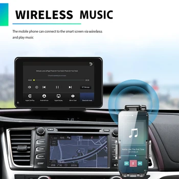 Безжична Автомобилна MP5 плейър Carplay Android Auto, 7-инчов авто радио приемник, съвместим с Bluetooth, Камера за задно виждане Mirrorlink, Сензорен екран, Wi-Fi
