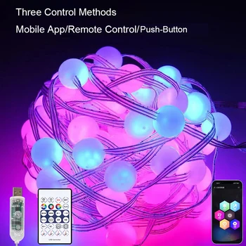 Венец на приказните светлини Dreamcolor, 10 м 68 светодиоди, водоустойчив USB-синхронизиране на музика, промяна в цвета на светлината, дистанционно управление приложение за декор за парти
