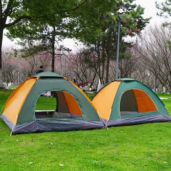 Градинска палатка за Къмпинг, за 3-4 човека, Автоматичен Сгъваем Сенник, Двоен Проста Бързо откриване Плажна палатка за къмпинг