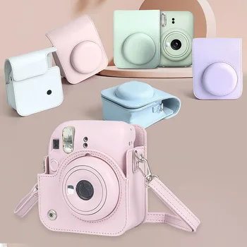 Калъф за фотоапарат Instax Mini 12 от Изкуствена Кожа, Мек Защитен Калъф, Чанта за Филмова камера Fujifilm Чанта с пагон