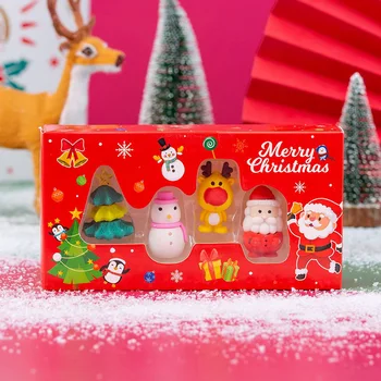 Набор от Ластиков Дядо Коледа Японски Kawai, Скъпа Гума Коледа, кутия, Сладък Снежен човек, Гумичка за детски училищни принадлежности